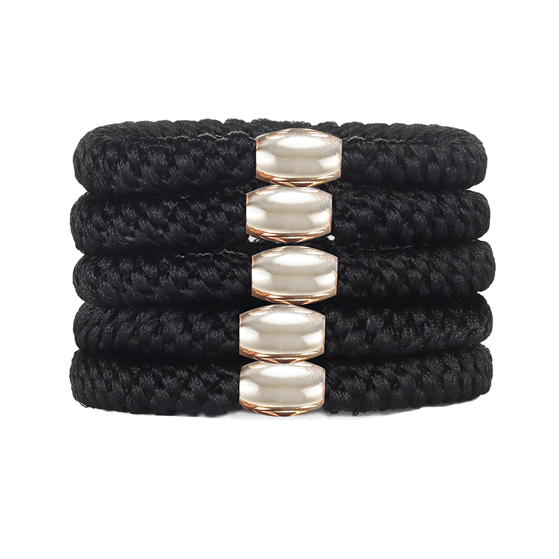 M2KA Handmade Woven Hair Ties for Women, New High Elastic Comfortable Non-Slip Hair Bands, Black, 5 Pieces