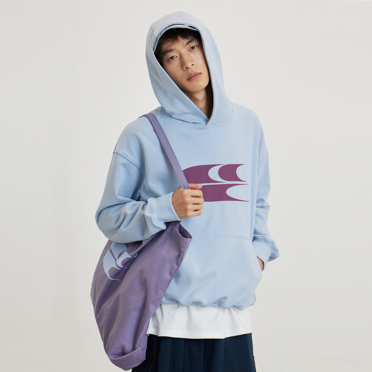 Crying Center Classic 3C Logo Hoodie Pullover Couple Sweatshirt Light Blue S