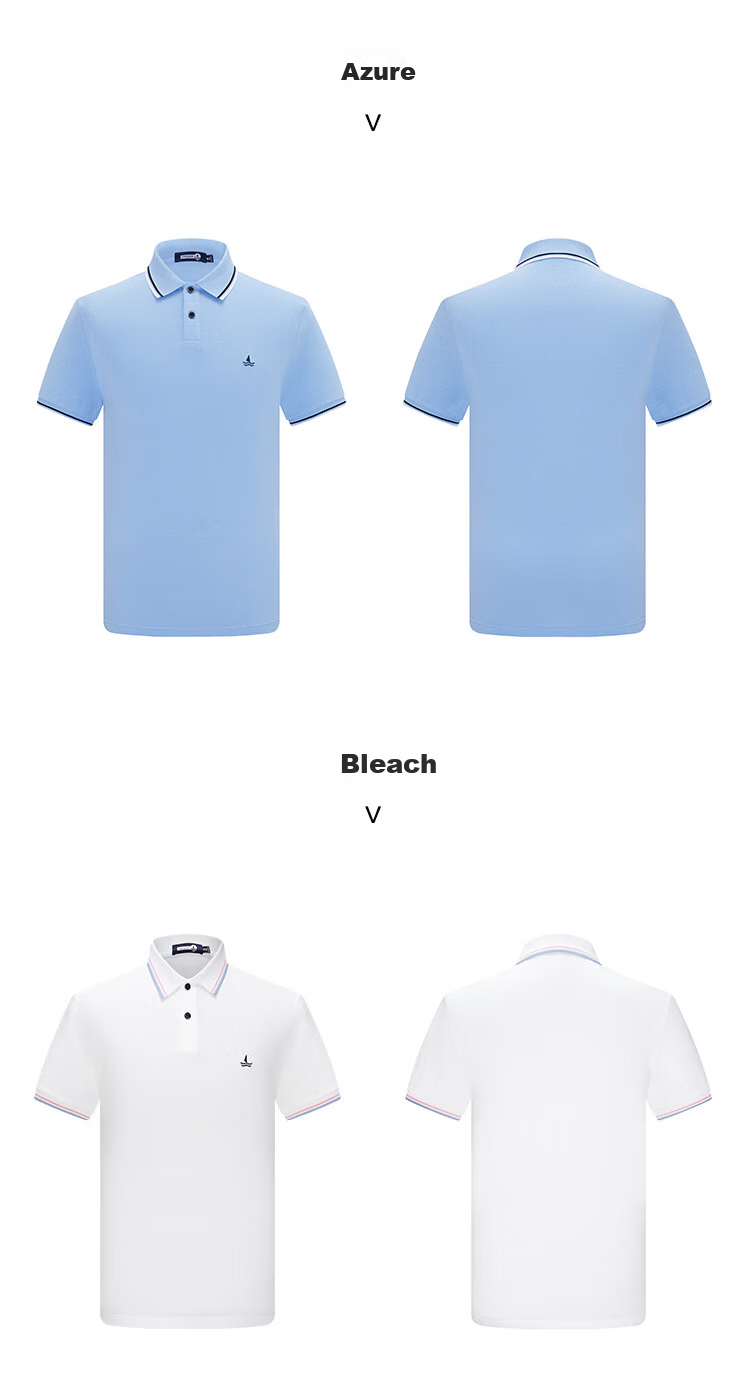 Navigare Small Sailboat Short-Sleeve Polo Shirt for Men, Summer Pure Cotton Simple Commuter Collared Top 1125521311 23