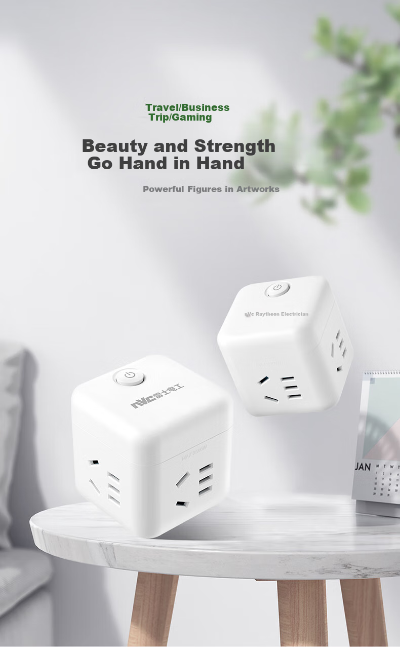 NVCleishidiangong Wireless Mini Cube Power Strip Adapter, Mini Travel Converter, Multi-Functional One-To EM3110 2