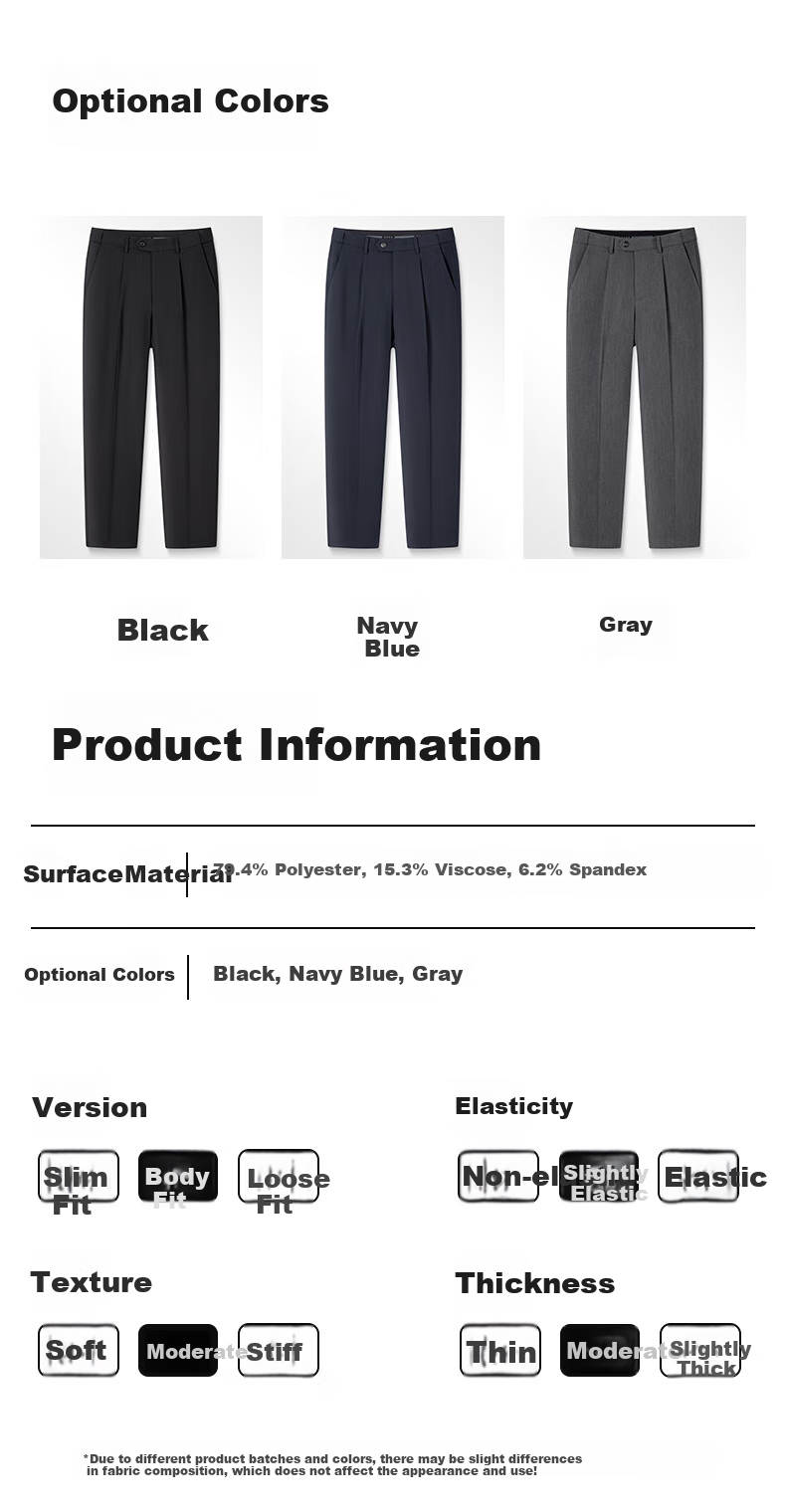 FIRS [Wrinkle-Resistant Non-Iron] Pleated Dress Pants for Men, Business Straight-Leg Trousers, Loose-Fitting Cargo Pants for Young And Middle-Aged Men, Casual Pants 6