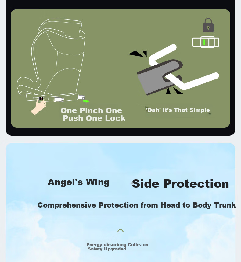 Babachaorenpapahero New National Standard Child Safety Seat for Ages 3-12, ISOFIX Interface, I-Size Certified, Car Height-Increasing Pad 18