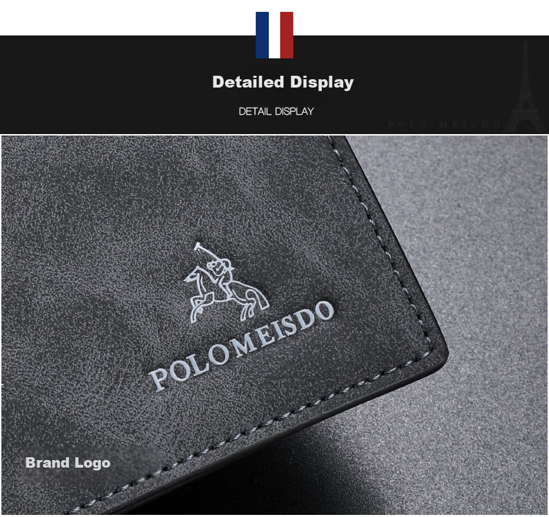POLOMEISDO Men's Wallet, Short Stylish Leather Purse Gift Box, Self-Operated Birthday Gift for Boyfriend, Husband, Father, Practical 18