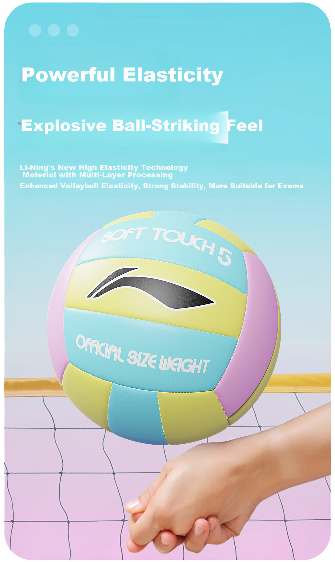 Li-Ning No. 5 Machine-Stitched Volleyball, Middle School Entrance Exam Training, Standard Inflatable No. 5 Ball for Middle School Students' Physical Test, Soft Leather Foam, Gentle on Hands 4