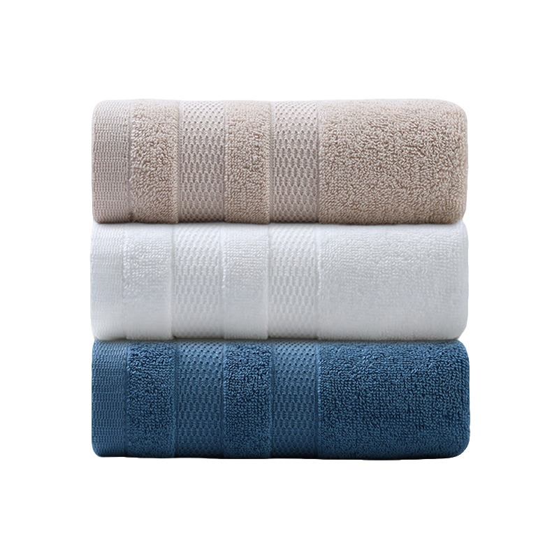 Grace 7A Grade Antibacterial Pure Cotton Towel, Soft Absorbent Xinjiang Long-Staple Cotton Face Towel, 3-Pack, Blue + White + Brown Sports