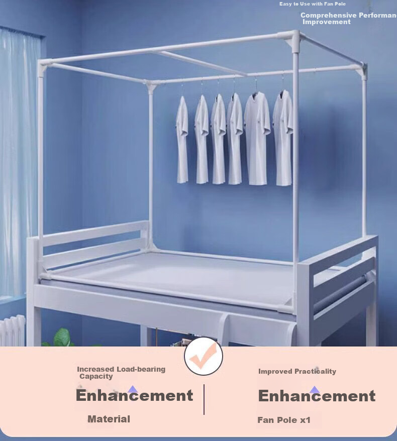 XI HAN Student Dormitory Bed Full Frame Extendable Support Frame [With Fan Rod Included] 5