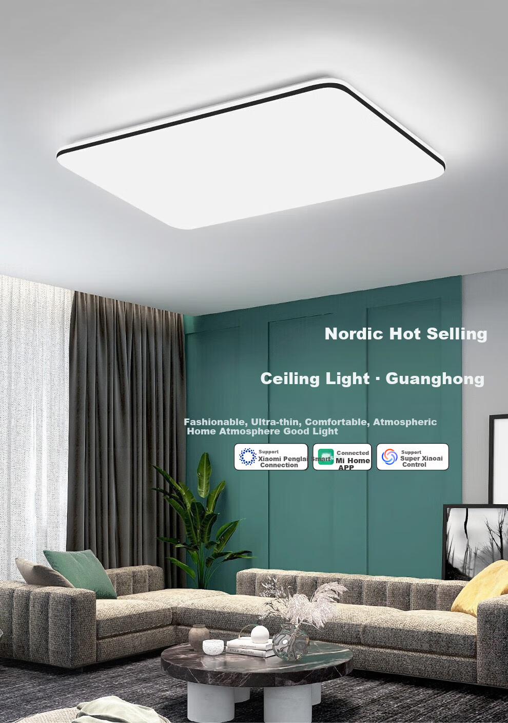 NVC Ceiling Light, LED Ceiling Lamp for Living Room, Modern Bedroom Study Dining Room Lighting Fixture, Comfortable Light, Square Shape, 36W, Three-Color Dimming 1