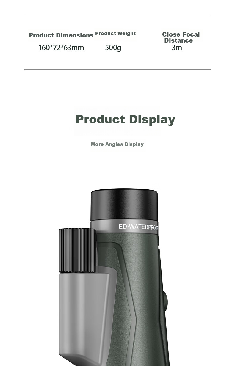 Leaysoo Eagle Eye 12X56ED Large Eyepiece Wide-Angle High-Definition High-Magnification Nitrogen-Filled Waterproof Monocular Telescope for Outdoor Concerts 17