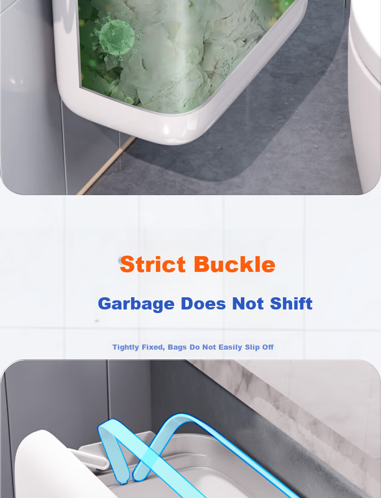Jiabangshou Wall-Mounted Bathroom Trash Can, 8.8L Capacity, with Lid, Large Size, Suitable for Kitchen Cabinet, Hanging in Bathroom And Toilet 8
