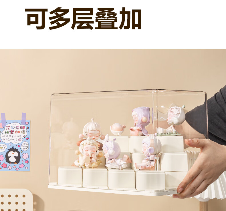 Deli PK159 Cylindrical Blind Box Display Stand for 1 Unit, Pop Mart Blind Box Cabinet Figure Storage Box 8