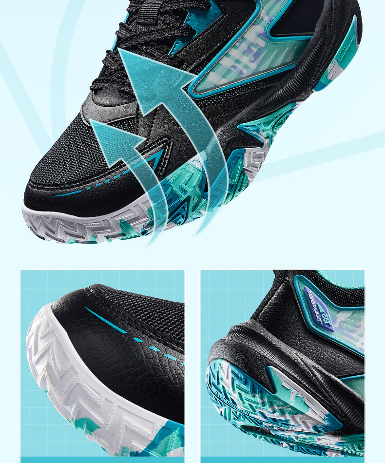 361° Kids Basketball Shoes 25 Winter Youth Professional Hardcourt Durable High-Elastic Shock Absorption Sports Shoes Black 33 3
