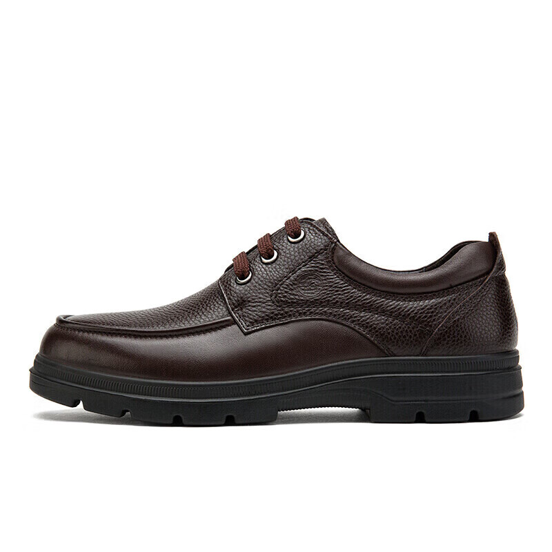 CAMEL Brand Men's Leather Shoes, Cowhide Business Casual Dad Shoes, Soft-Soled Derby Shoes W932211710 Brown Size 43