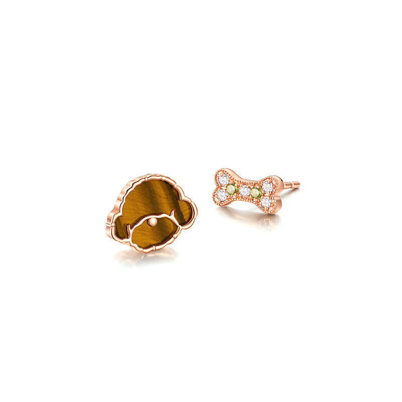 Aideyueding Rose Gold Dog Ear Studs for Women, 2025 New Niche Design Valentine's Day Anniversary Gift for Girlfriend Or Wife