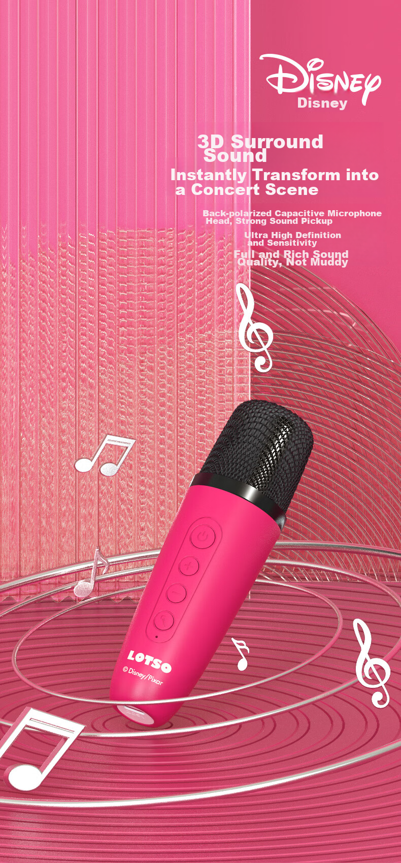 Disney Children's Microphone Karaoke All-In Machine, Mid-Autumn Festival Gift, Wireless Bluetooth Speaker, Xiaodu Smart Voice Assistant, for Students Singing, Boys And Girls Birthday Gift, MK18 Strawberry Bear 6