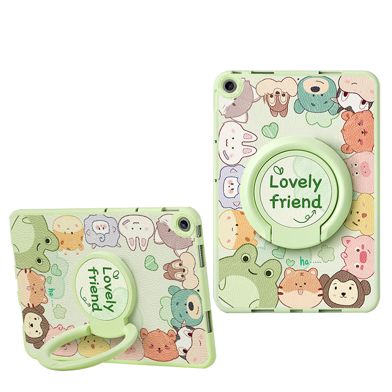 Aswa Compatible iPad 9 Case 2021 9th Gen 10.2-inch Pad 9/8/7/Air 3 10.5-inch 360-Degree Rotatable Handheld Stand Cartoon Drop-Proof Case