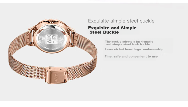 Julius Women's Watch Fashion Series, Korean Style Simple Versatile Student Waterproof Quartz Ladies Watch, Rose Gold JA-426LF 7