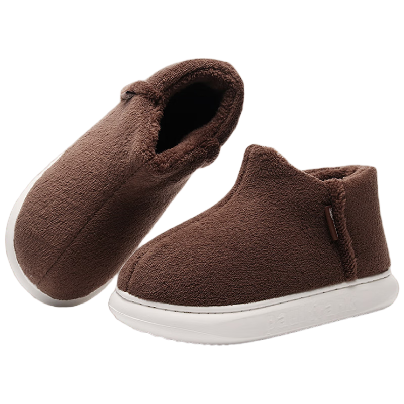 Paul Frank Authentic Autumn Winter Back Strap Cotton Shoes Unisex Outdoor Non-Slip Fleece Warmth Thick Sole Brown Size 44-45