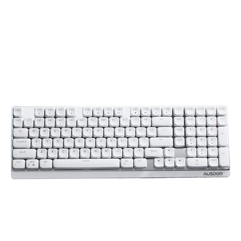 AUSDOM Airkey98 Low Profile Mechanical Keyboard Wireless Bluetooth Tri-Mode Silent Portable Office Gaming Keyboard for Mac/Win 101 Keys - Cloud Porcelain White