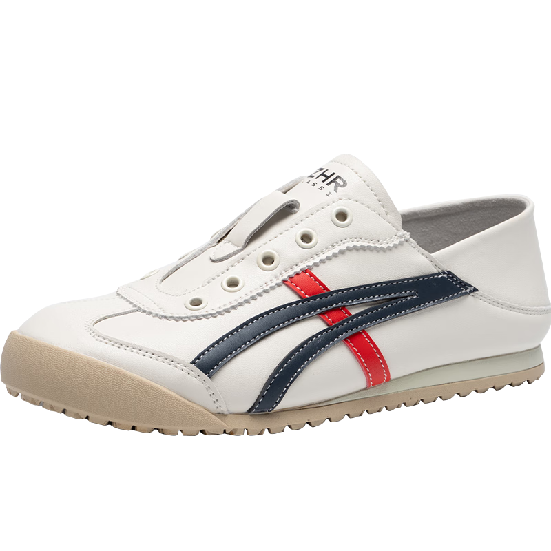 ZHR Dexun Women's Lightweight Flat Sneakers Slip-On Casual White Shoes BT103 Beige Blue Size 35