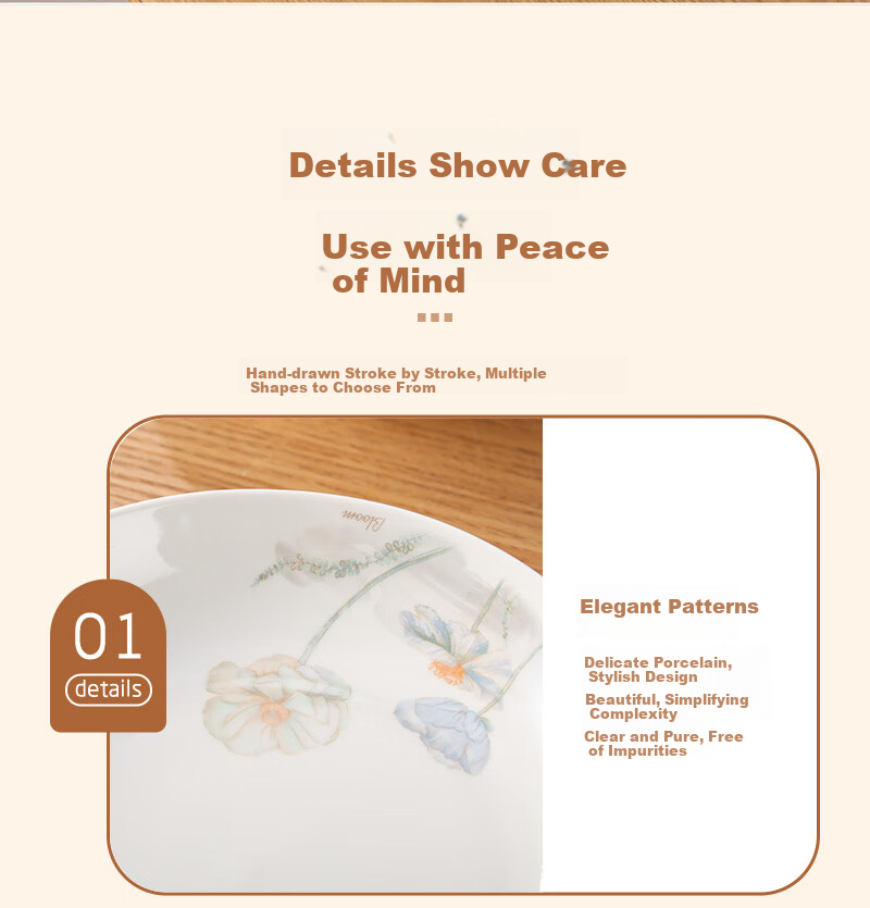 Jieyajie Ceramic Dinnerware Set, Home Use, Complete Bowl And Plate Set in Gift Box, Dishwasher Safe, 26-Piece Lotus Patter 11
