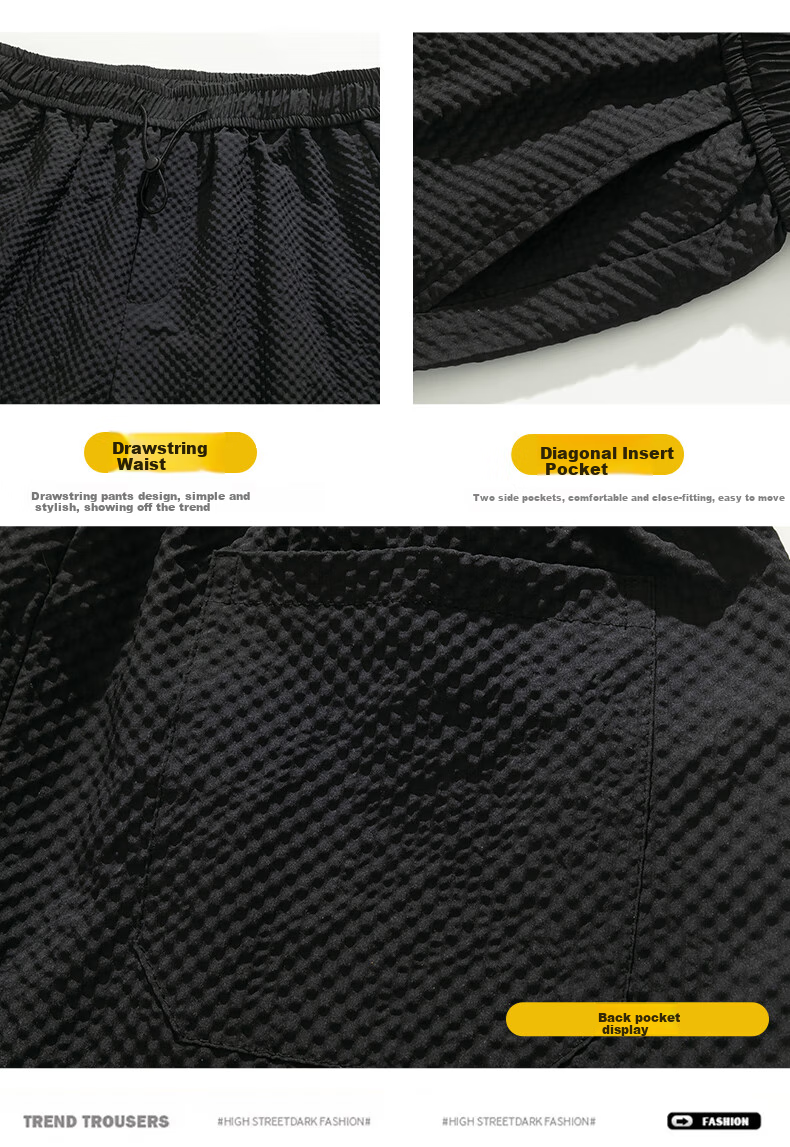 CLOR American-Style Casual Ice Silk Shorts for Men, Summer Quick-Dry Breathable Loose-Fitting Wear-Resistant Sports Pants DDWD03 Black 4XL 3