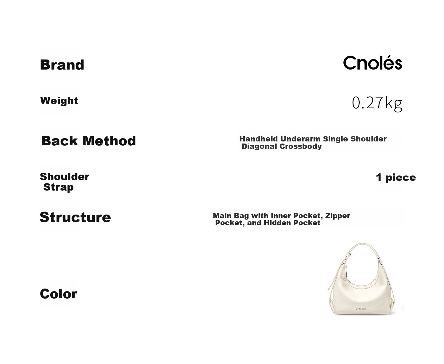 Cnoles Women's Crossbody Bag 2026 New Underarm High-End Commuter Shoulder Bag Birthday Gift 12