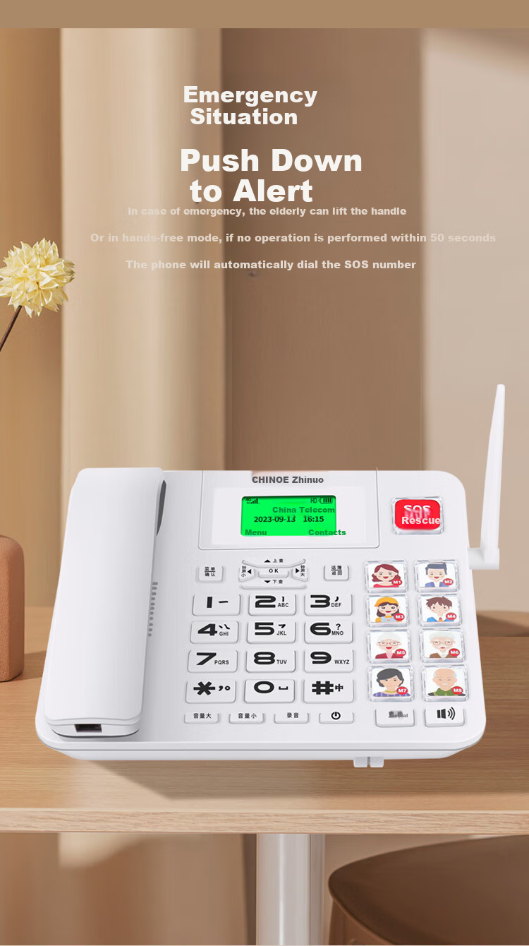 CHINO-E 4G All-Network SIM Card Telephone, Wireless Landline Phone for Home Use, Elderly-Friendly, Compatible with China Mobile, China Unicom, China Telecom, And Cable TV Networks, 4G/5G Mobile Phone Card, Fixed-Line Telephone W699 White 7