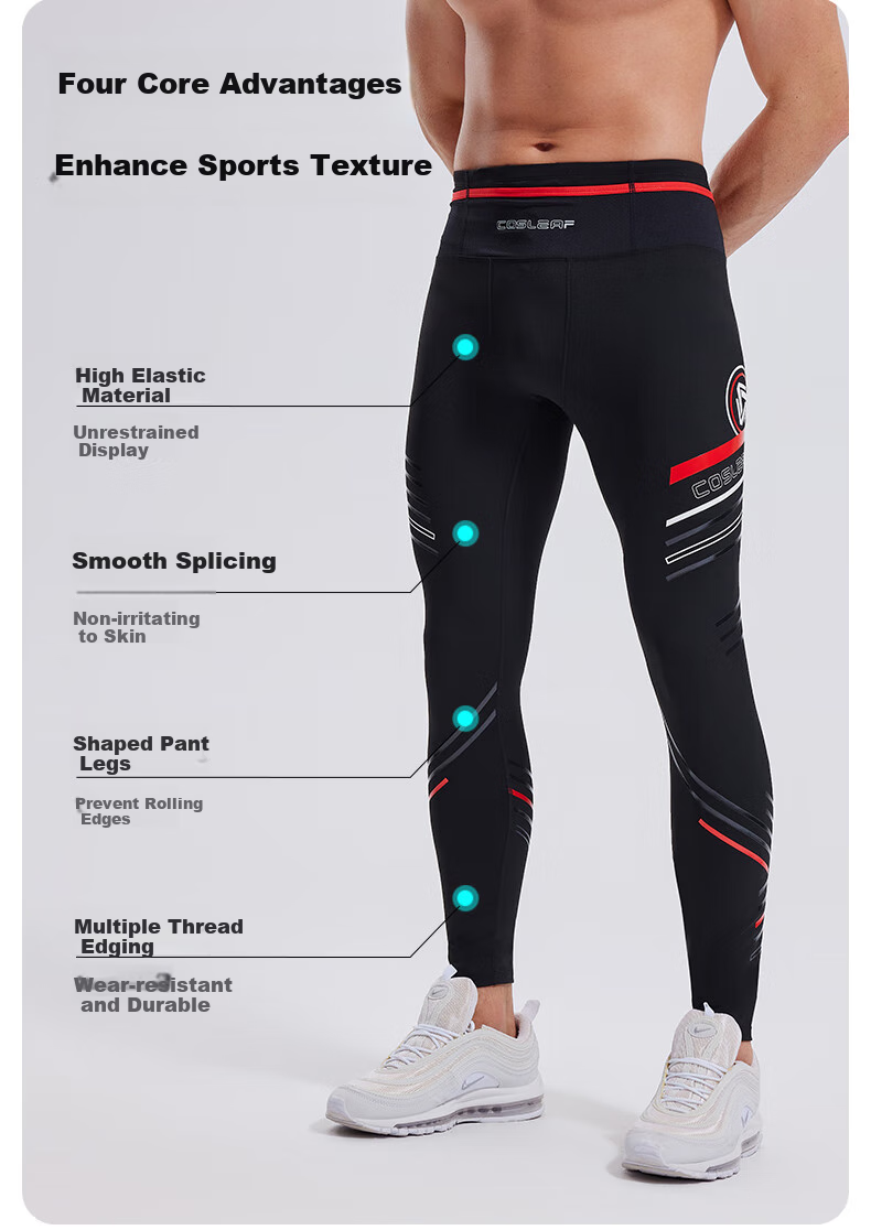 Cosleaf High-Elasticity Compression Pants for Men, Basketball Training Fitness Tights, Marathon Running Soccer Sports Compression Trousers with Waist And Pocket Pockets 2
