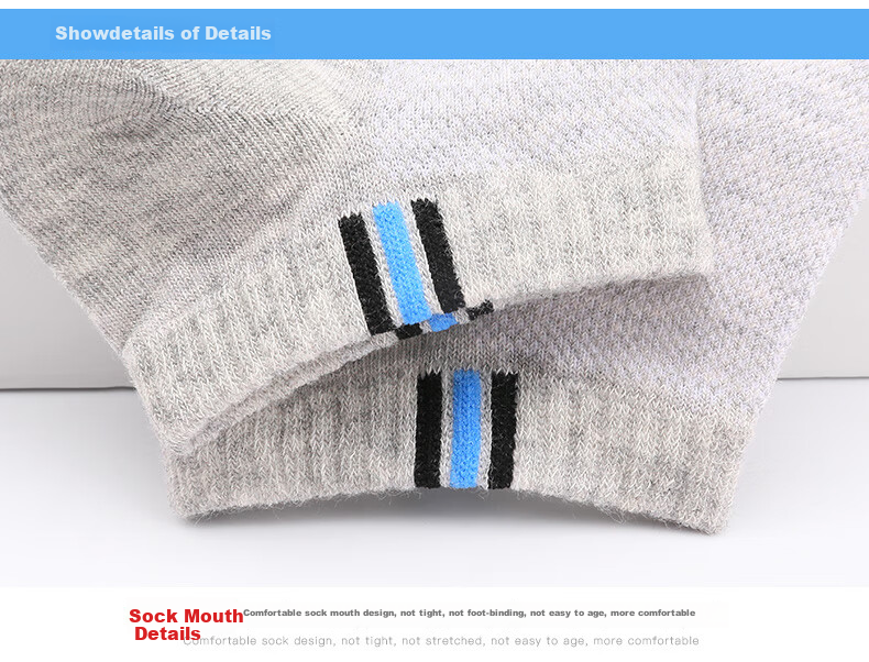 LangSha Men's Pure Cotton Short Socks, Breathable Mesh Boat Socks for Summer, Thin Casual Cotton Socks, 6 Pairs Per Pack 19