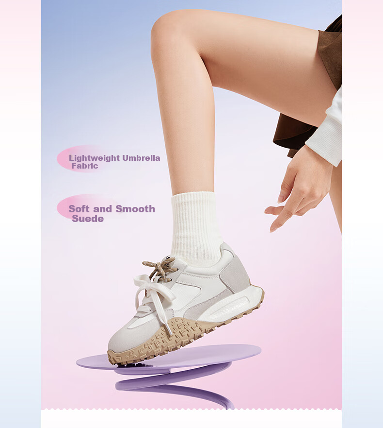 CAMEL Women's Yanyang Shoes with Light Soft Casual Sneakers L25A255136 Purple/beige 36 8