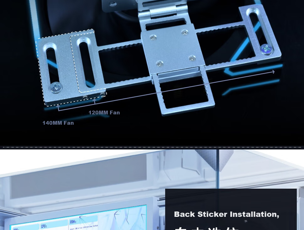 LIANLI 8.8-Inch Case Monitor, White, ARGB Light Strip, Flexible Mounting, 500 Nits High Brightness 13