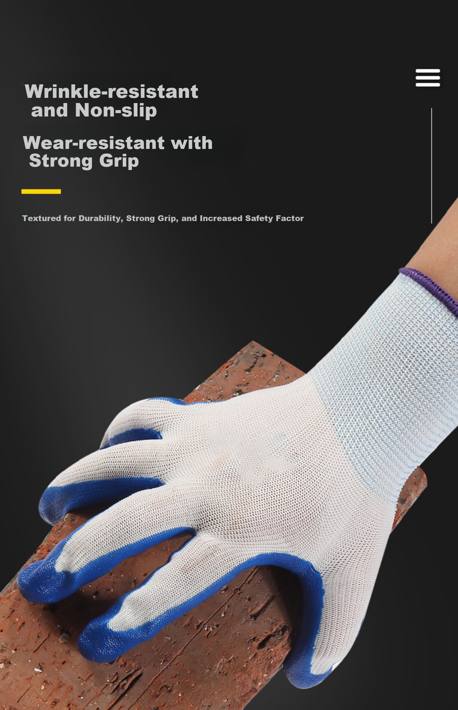 GUANNUODA Nitrile Rubber Work Gloves, 12 Pairs/pack, Wear-Resistant, Oil-Resistant, Waterproof Coated Gloves, Construction Site Auto Repair Building Protective Gloves 7