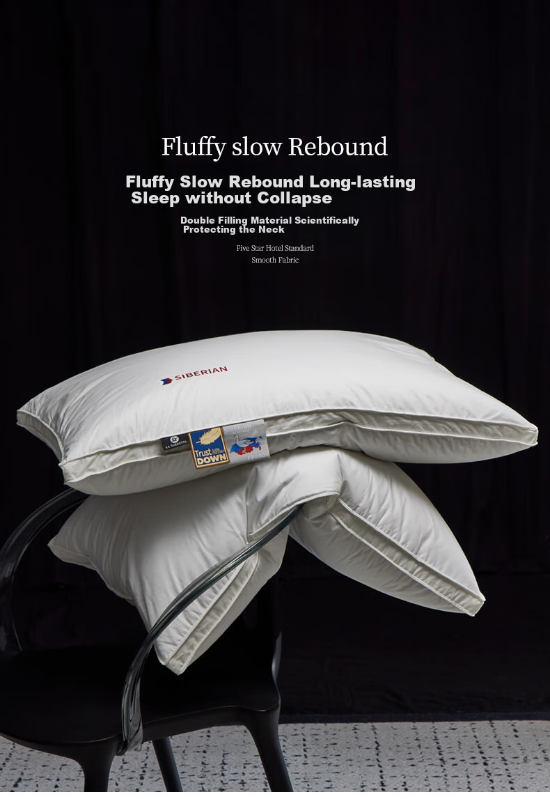 La Torretta Five-Star Down Pillow, Siberian High-Quality White Goose Down Pillow for Adults, Men And Women, Single Low Pillow 3