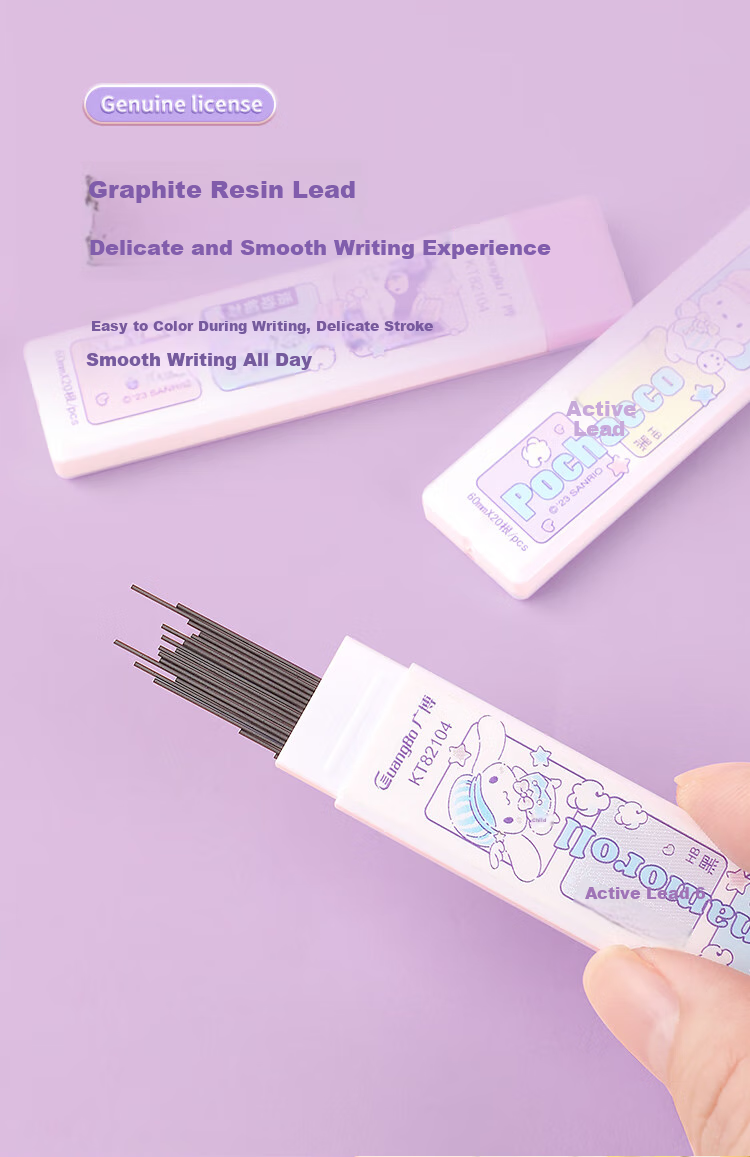 GuangBo 0.5mm Mechanical Pencil Set, Mechanical Pencil, Refills, Sanrio Collaboration Pochacco Cute Cartoon School Pencil, Single Pack KT82105-PC 9
