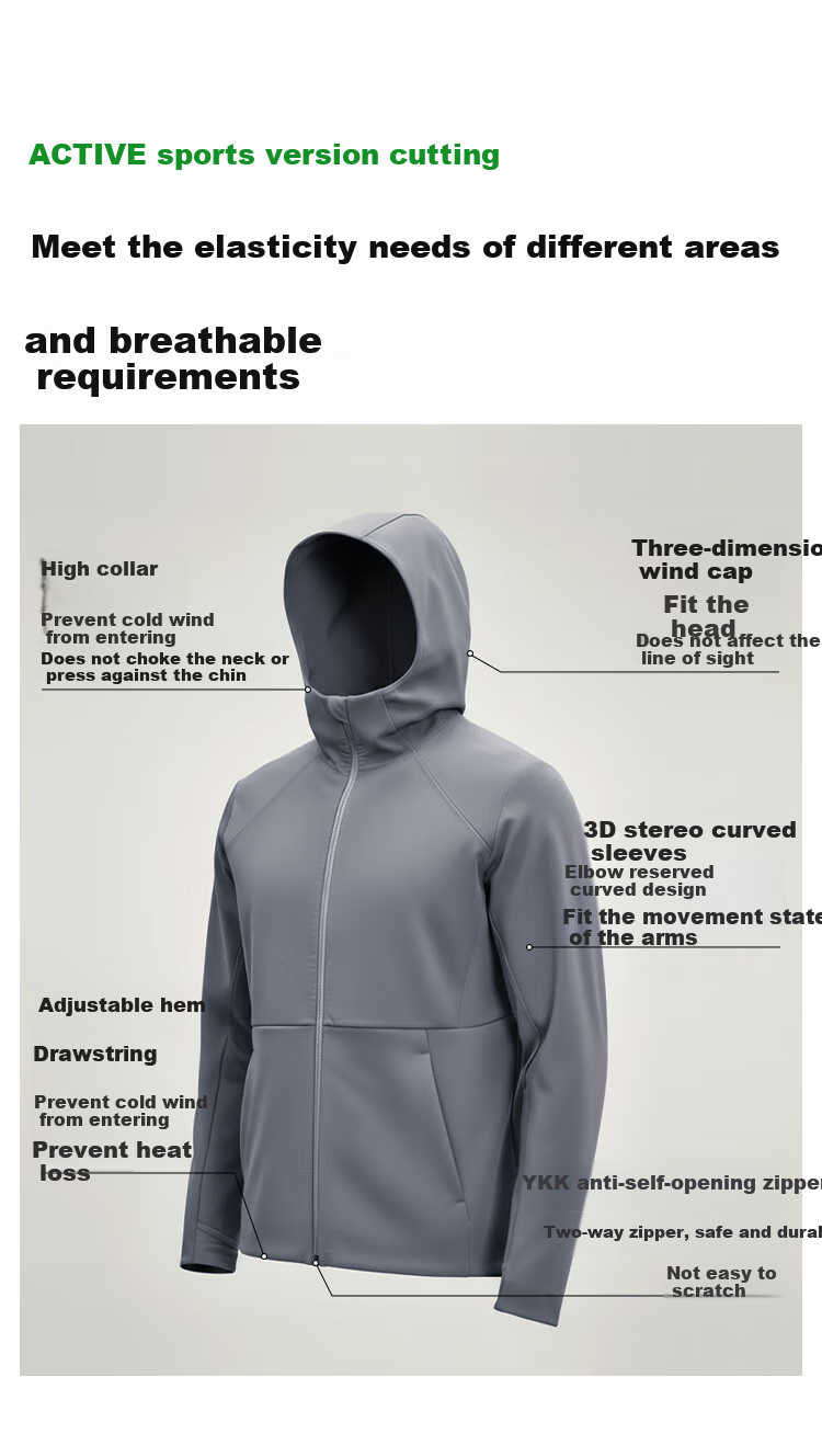 JD Original Windproof And Water-Resistant Sports Jacket for Men, Fleece-Lined Outdoor Soft Shell Coat for Hiking And Mountaineering, Black, Size L 9