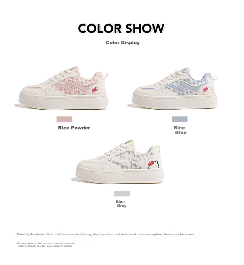 Huanqiu Thick-Soled Versatile Casual Shoes, 2025 Autumn New Style Plaid White Sneakers, Lightweight Student Skateboard Shoes for Women, Beige Blue, Size 38 1