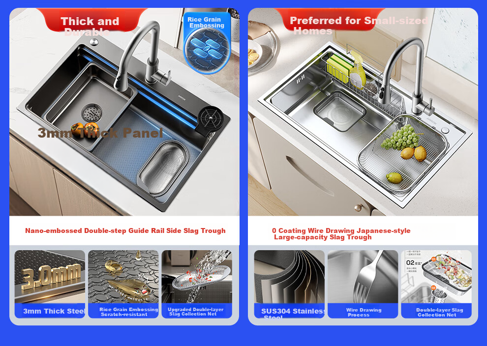 ARROW 304 Stainless Steel Sink, Single Bowl Kitchen Basin, Compact Dishwashing Sink [Renovation Subsidy 15%] 4