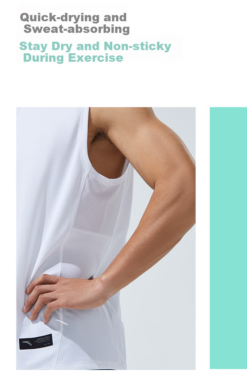 Anta Quick-Dry Vest | Men's Breathable Summer Fitness Sleeveless Basketball Training Tank Top Sports Vest 11