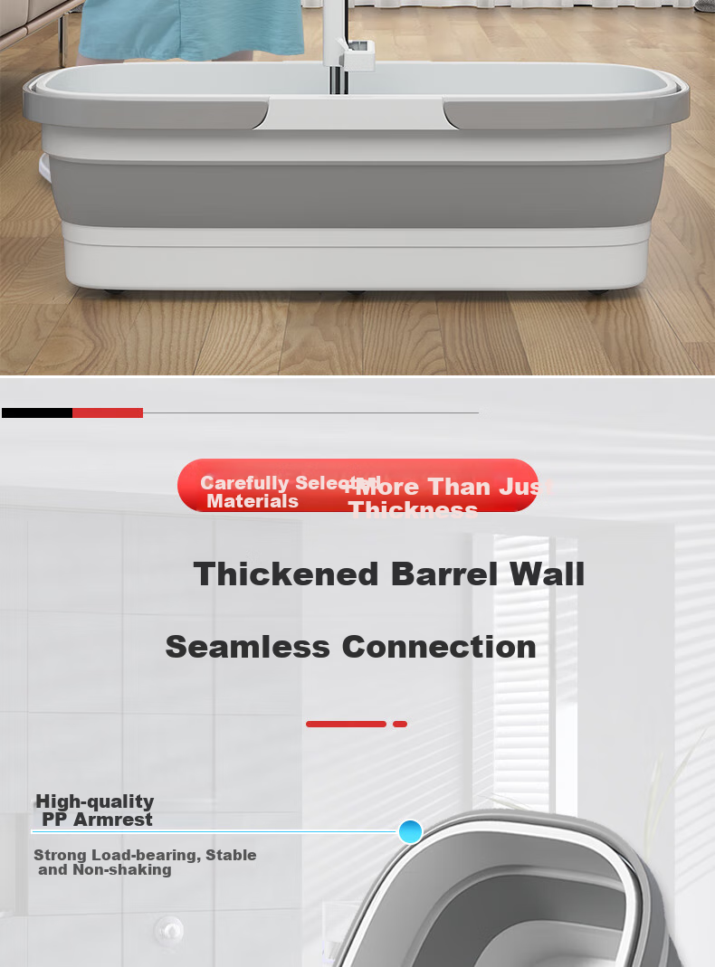 Dongfangliangjie Mop, Household All-In No-Hand Flat Mop with Scraper Bucket, Aluminum Alloy Plate, Enlarged to 50cm, Floor Cleaning Wonder Tool 4