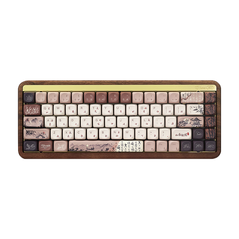 AKKO MU01 Wooden Wireless Tri-Mode Mechanical Keyboard Custom Gasket Structure CNC Walnut Ink Wash Style Wired 68-Key Gaming Office Keyboard