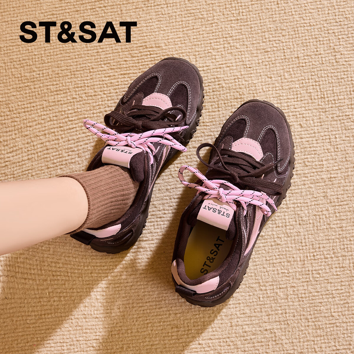 St&Sat Women's Thick Sole Height Increasing Trainer 2025 New Autumn Winter Genuine Leather Fleece Lined Warm Plush Cotton Shoes Outdoor Snow Boots