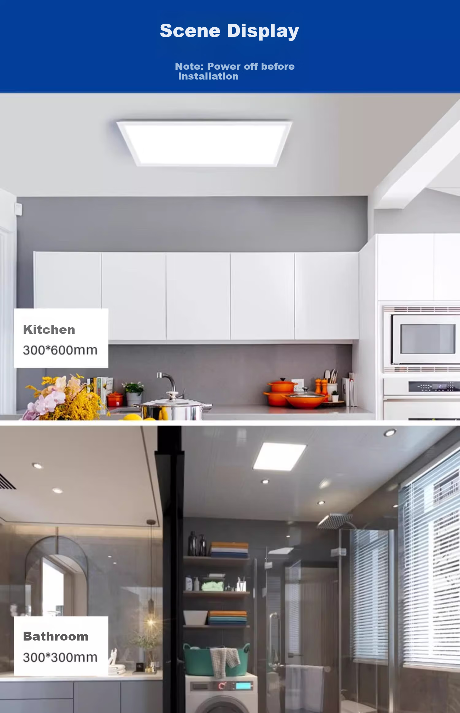Laberta Kitchen and Bathroom LED Ceiling Light Integrated Ceiling 300x300 Flat Panel Recessed Aluminum Buckle Plate Kitchen Lamp 17
