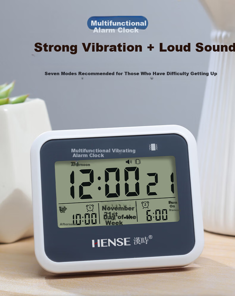 Hense Multifunctional Vibrating Alarm Clock for Students, Wake-Up Aid with Countdown Timer, Clock, And Alarm Watch HA07 1
