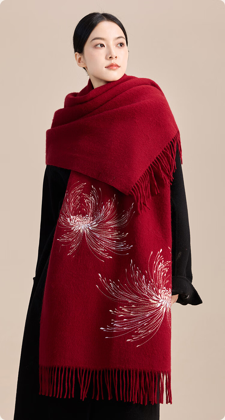 JIUMU Pure Wool Scarf for Women, Autumn And Winter Warm Outer Wrap Shawl, Gift for Mom And Elders, Christmas Birthday Present, Gift Box Packaging 5