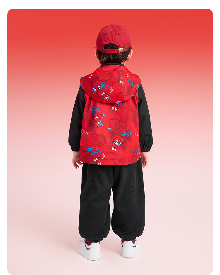 BALABALA Kids Boys' 2025 Autumn Winter Fleece Warmth Lunar New Year Two-Piece Set Three-Proof Anti-Static Thickened Jacket 3