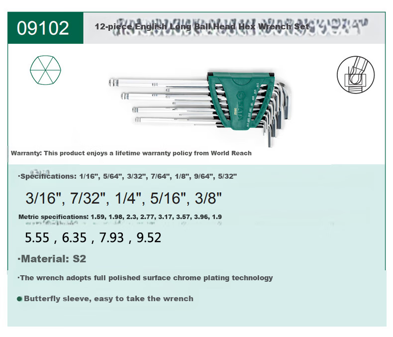 SATA Tool Set of 8 Mini Hex Key Wrenches, 09119 4