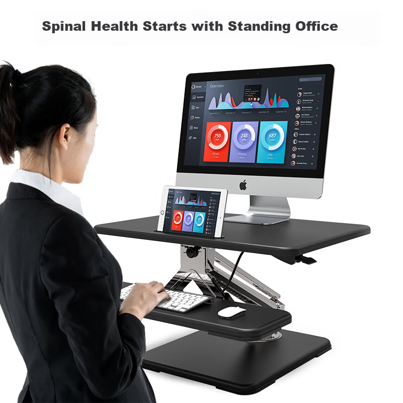 ECOLUS Height Adjustable Desk, Computer Desk, Standing Desk with Riser, Standing Workstation, Keyboard Tray, LST10BK