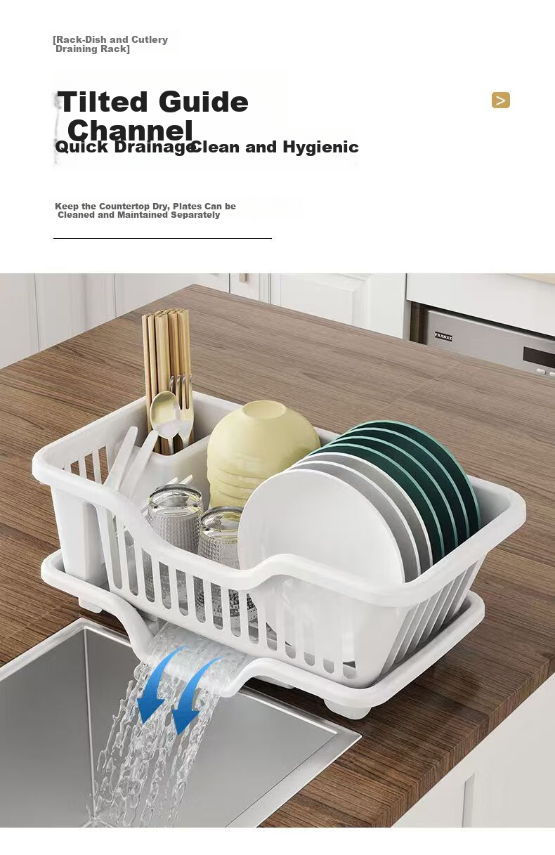 Jingyan Bowl And Plate Storage Rack, Kitchen Fruit And Vegetable Draining Basket, Chopstick Organizer Box, Chopstick Holder, Large Capacity White Plastic 7