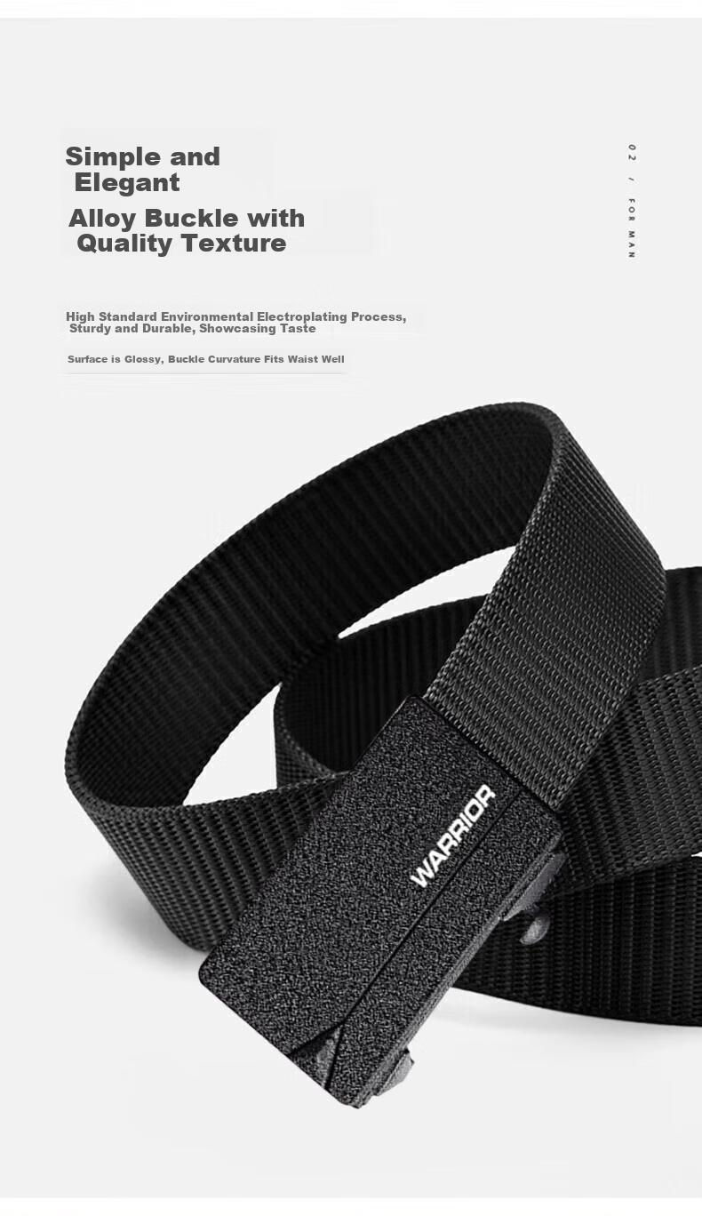 Huili Canvas Belt for Men, Woven Casual Versatile Inner Belt with Automatic Buckle, Student Military Training Nylon Denim Belt 3