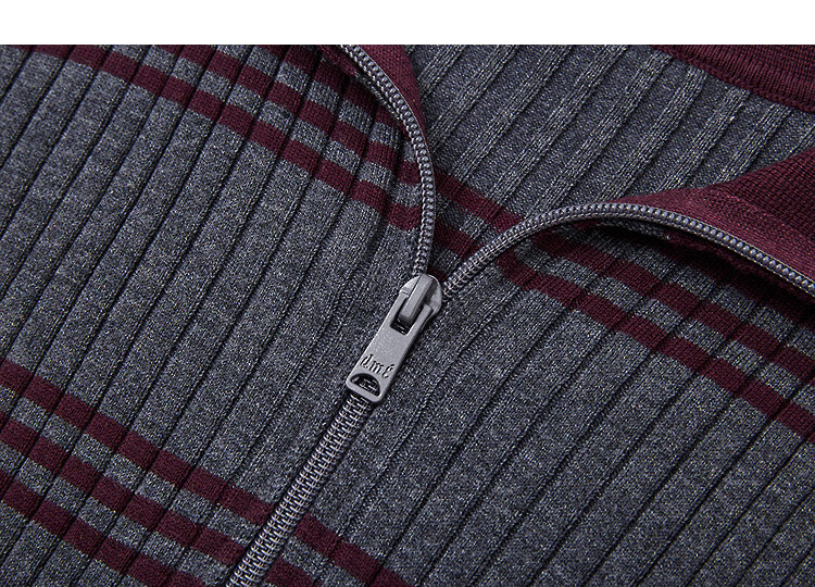 Demana Women's Autumn Wool Blend Cardigan with Lapel, Bell Sleeves, Colorblock Striped Knit Sweater with Zipper 3